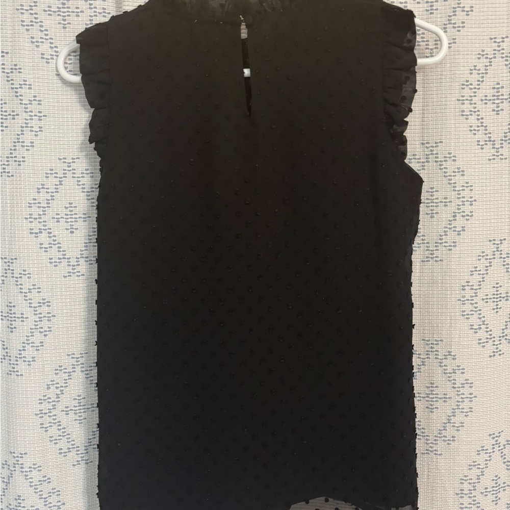 Sweet J. Crew Black Ruffled Clip Dot Blouse - Picture 6 of 8